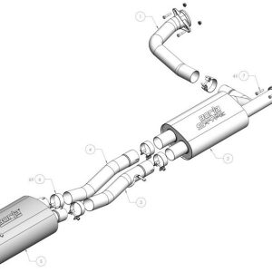 Borla Exhaust System Kit, S-Type Cat Back System, Mid-Section, T-304 Stainless Steel, With Mufflers, 3 Inch Pipe Diameter – 60755