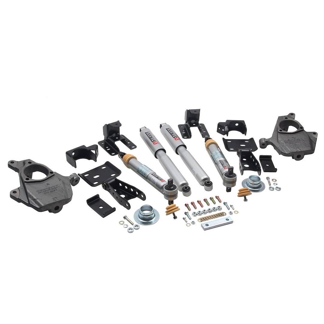 Belltech Lowering Kit, 2 Inch Front/ 4 Inch Rear Drop, Black Bracket Componenets/ Silver Shocks, With Street Performer Shocks – 1011SP