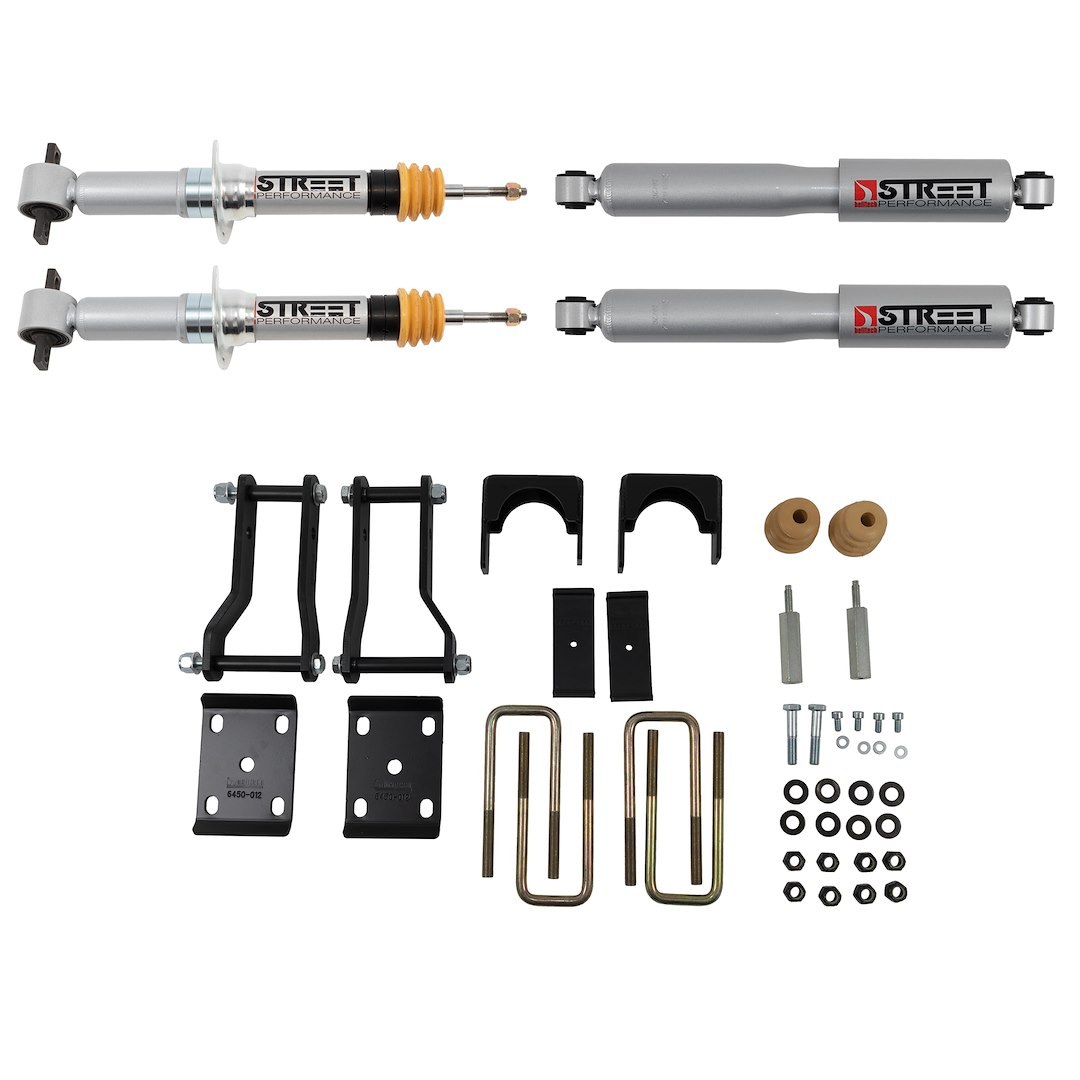 Belltech Lowering Kit, Street Performance, 2 Inch Inch Drop Adjustable Front/ 4 Inch Drop Rear, Black – 1044SP