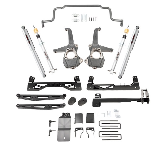 Belltech Lift Kit Suspension, 6 to 8 Inch Front Lift, 4 Inch Rear Lift, With Front and Rear Trail Performance Shock Absorbers IN Kit – 150210TPS