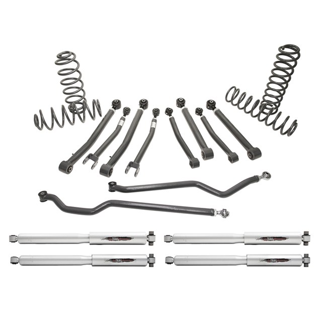 Belltech Lift Kit Suspension, 4 Inch Front/ Rear Lift, With Front and Rear Trail Performance Shock Absorbers, Black/ Silver Components – 153205TP