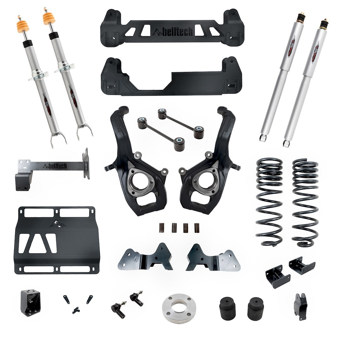 Belltech Lift Kit Suspension, 6 to 8 Inch Front Lift, 4 Inch Rear Lift, With Front and Rear Trail Performance Shock Absorbers IN Kit – 153712TP
