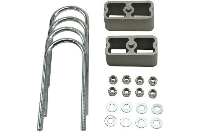Belltech Leaf Spring Block Kit, 2 Inch Drop, Aluminum Blocks, With 2 Degree Tapered Blocks/ U Bolts/ Washers/ Nyloc Nuts – 6102
