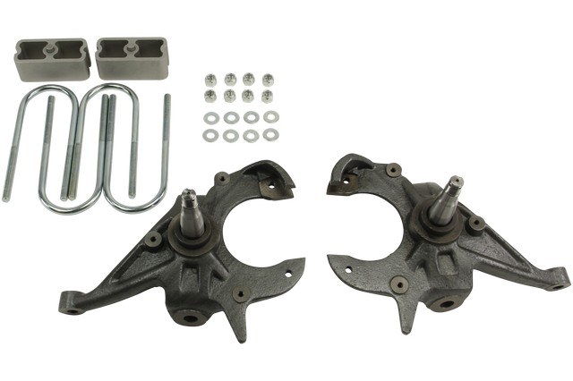 Belltech Lowering Kit, 2 Inch Front 2 Inch Rear Drop, Shock Absorbers Not Included, With Drop Spindles and Lowering Block Kit – 612