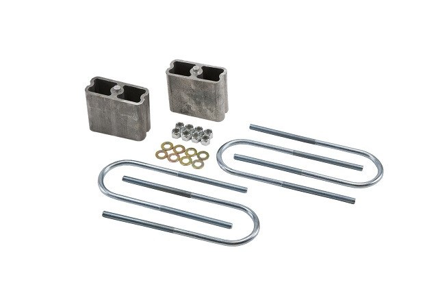 Belltech Leaf Spring Block Kit, 4 Inch Drop, Aluminum Blocks, With Blocks/ U Bolts/ Washers/ Nyloc Nuts – 6203