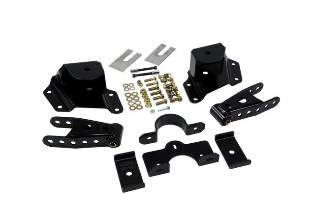 Belltech Lowering Kit, 4 Inch Drop, Non-Greaseable, Rubber Bushings, With Hangers/ Shackles/ Bump Stops/ Pinion Shims/ Installation Hardware – 6415