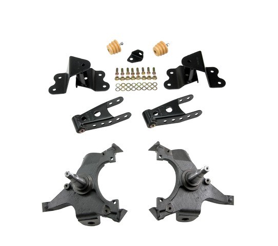 Belltech Lowering Kit, 2 Inch Front 4 Inch Rear Drop, Shock Absorbers Not Included, With Drop Spindle Set and Shackle and Hanger Kit – 685