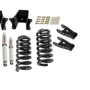 Belltech Lowering Kit, 2 Inch Front/ 4 Inch Rear Drop, Street Performance Shock Absorbers, With Coil Set/ Shackle Kit/ Leaf Spring Hangers – 703SP