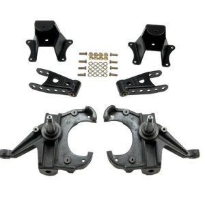 Belltech Lowering Kit, 3 Inch Front and 4 Inch Rear Drop, Without Shock Absorbers, With Drop Spindle Set/ Shackle Kit/ Leaf Spring Hangers – 706