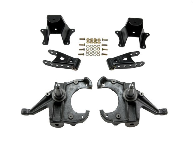 Belltech Lowering Kit, 3 Inch Front and 4 Inch Rear Drop, Without Shock Absorbers, With Drop Spindle Set/ Shackle Kit/ Leaf Spring Hangers – 706