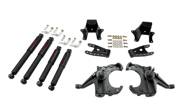 Belltech Lowering Kit, 3 Inch Front and 4 Inch Rear Drop, Nitro Drop Shock Absorbers, With Drop Spindle Set/ Shackle Kit/ Leaf Spring Hangers – 706ND