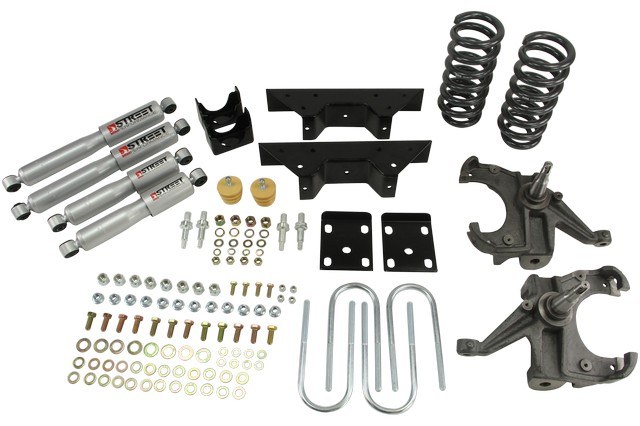Belltech Lowering Kit, 4 Inch Front/ 6 Inch Rear Drop, Street Performance Shock Absorbers, With Drop Spindle Set/Coil Set/ and All Hardware – 707SP