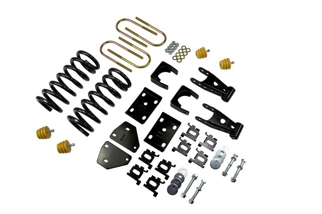 Belltech Lowering Kit, 2 Inch Front/ 5 Inch Rear Drop, Silver/ Black, Without Shock Absorbers – 812