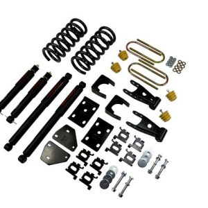 Belltech Lowering Kit, Nitro Drop, 2 Inch Front/ 5 Inch Rear Drop, Silver/ Black, With Nitro Drop Shock Absorbers – 812ND