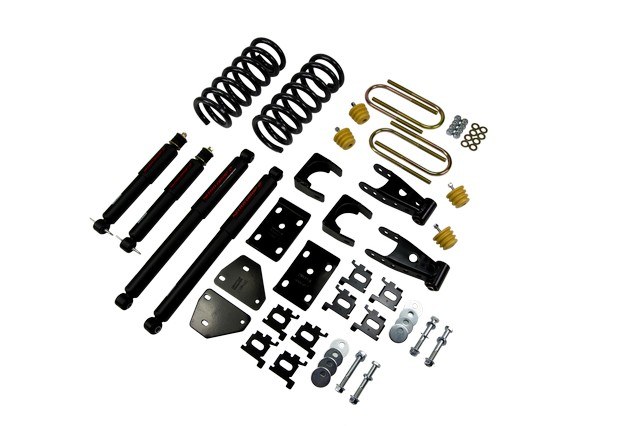 Belltech Lowering Kit, Nitro Drop, 2 Inch Front/ 5 Inch Rear Drop, Silver/ Black, With Nitro Drop Shock Absorbers – 812ND