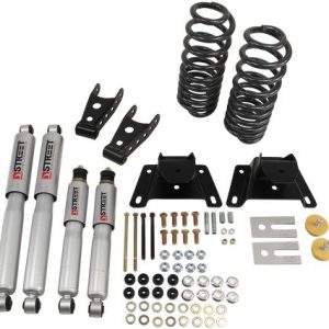 Belltech Lowering Kit, Street Performance, 2 Inch Front/ 4 Inch Rear Drop, Silver/ Black, With Street Performance Shock Absorbers – 924SP