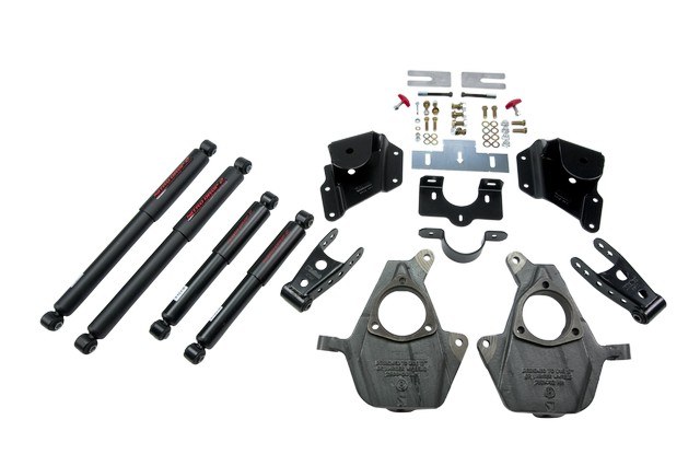 Belltech Lowering Kit, Nitro Drop, 2 Inch Front/ 3 Inch Rear Drop, Silver/ Black, With Nitro Drop Shock Absorbers – 947ND