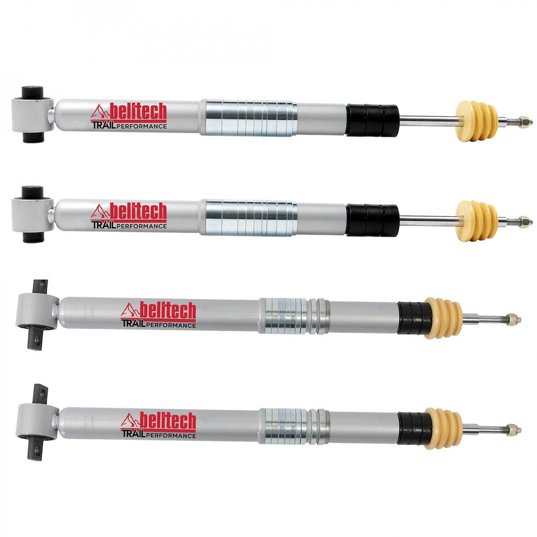 Belltech Shock Absorber, Trail Performance, Two Year Warranty, With Shock Boots, Silver, Set of 4 – 9733