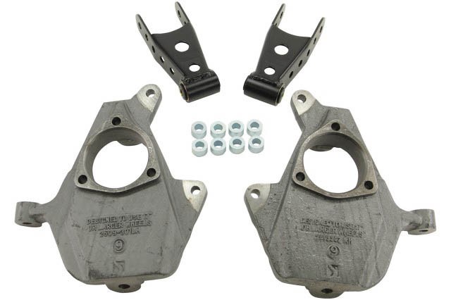 Belltech Lowering Kit, 2 Inch Front/ 2 to 3 Inch Rear Drop, Silver/ Black, Without Shock Absorbers – 984