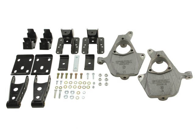 Belltech Lowering Kit, 2 Inch Front/ 4 Inch Rear Drop, Silver/ Black, Without Shock Absorbers – 986