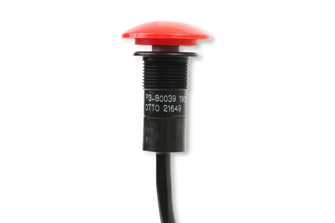 B&m Co Push Button Switch, 12 Volt/16 Volt, 12 Amps Max, Round, Non-Lighted, Red, Without Safety Cover – 46013
