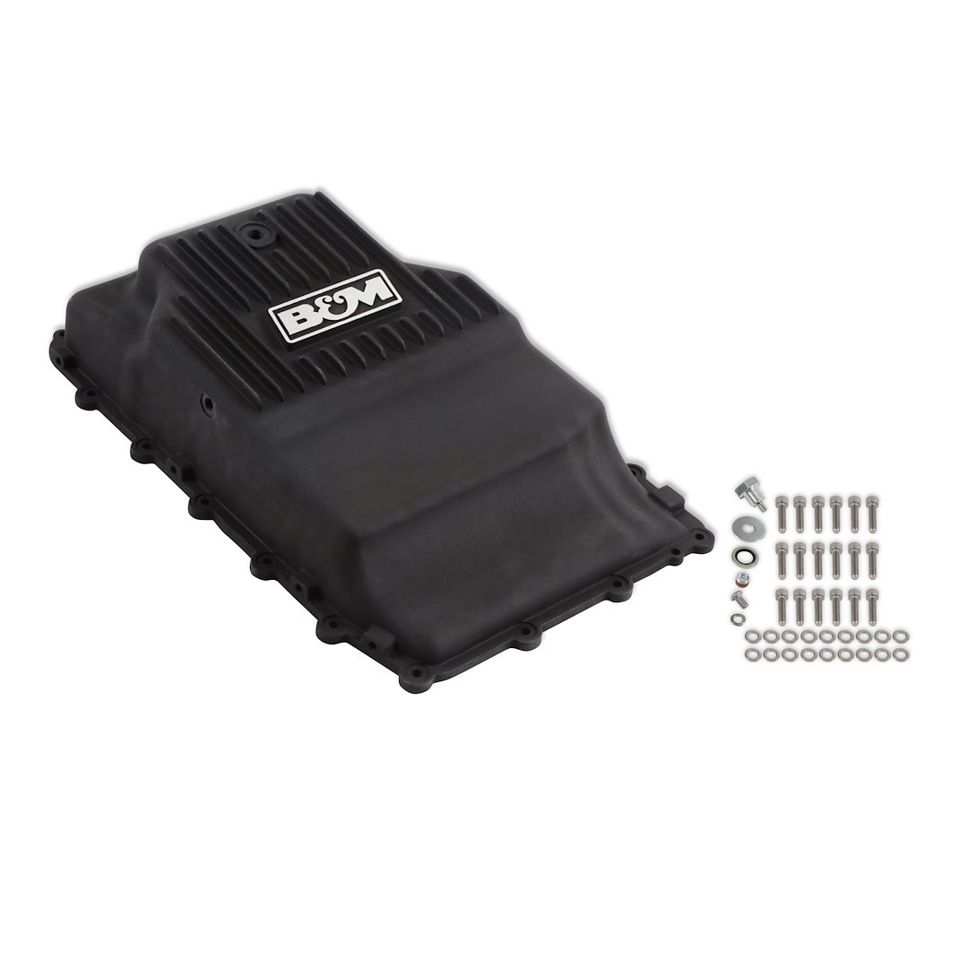 B&m Co Auto Trans Oil Pan, Hi-Tek, For Use with 10R80/ 10R60 Automatic Transmission, Extra 2 Quarts Capacity, Black Anodized, Aluminum – 71400