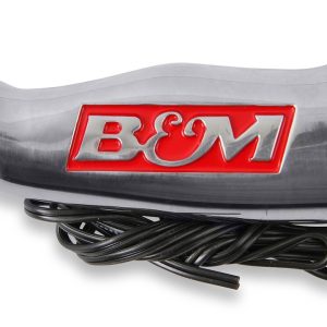 B&m Co Shifter Knob, Threaded, 1/2-20 Thread Size, T Handle with Red B&m Logo, Silver, Brushed Aluminum, With Button – 80658