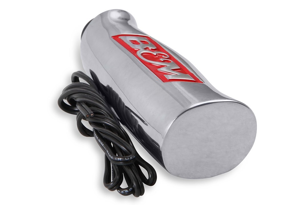 B&m Co Shifter Knob, Threaded, 1/2-20 Thread Size, T Handle with Red B&m Logo, Silver, Brushed Aluminum, With Button – 80658