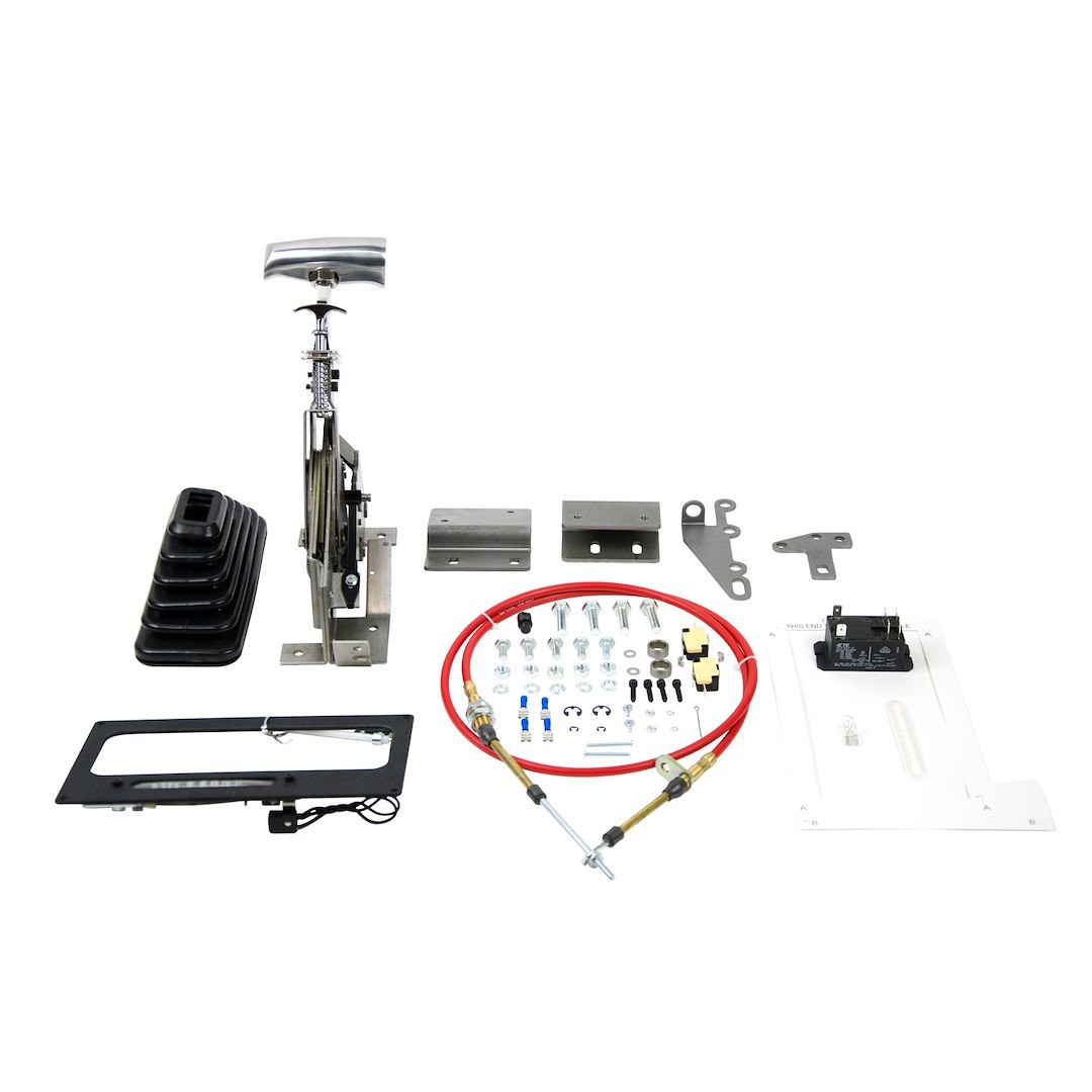 B&m Co Auto Trans Shifter, For Use with 3/4 Speed Transmissions, Gate/ Detent/ Ratchet Shifter, T Handle Style Grip – 80692