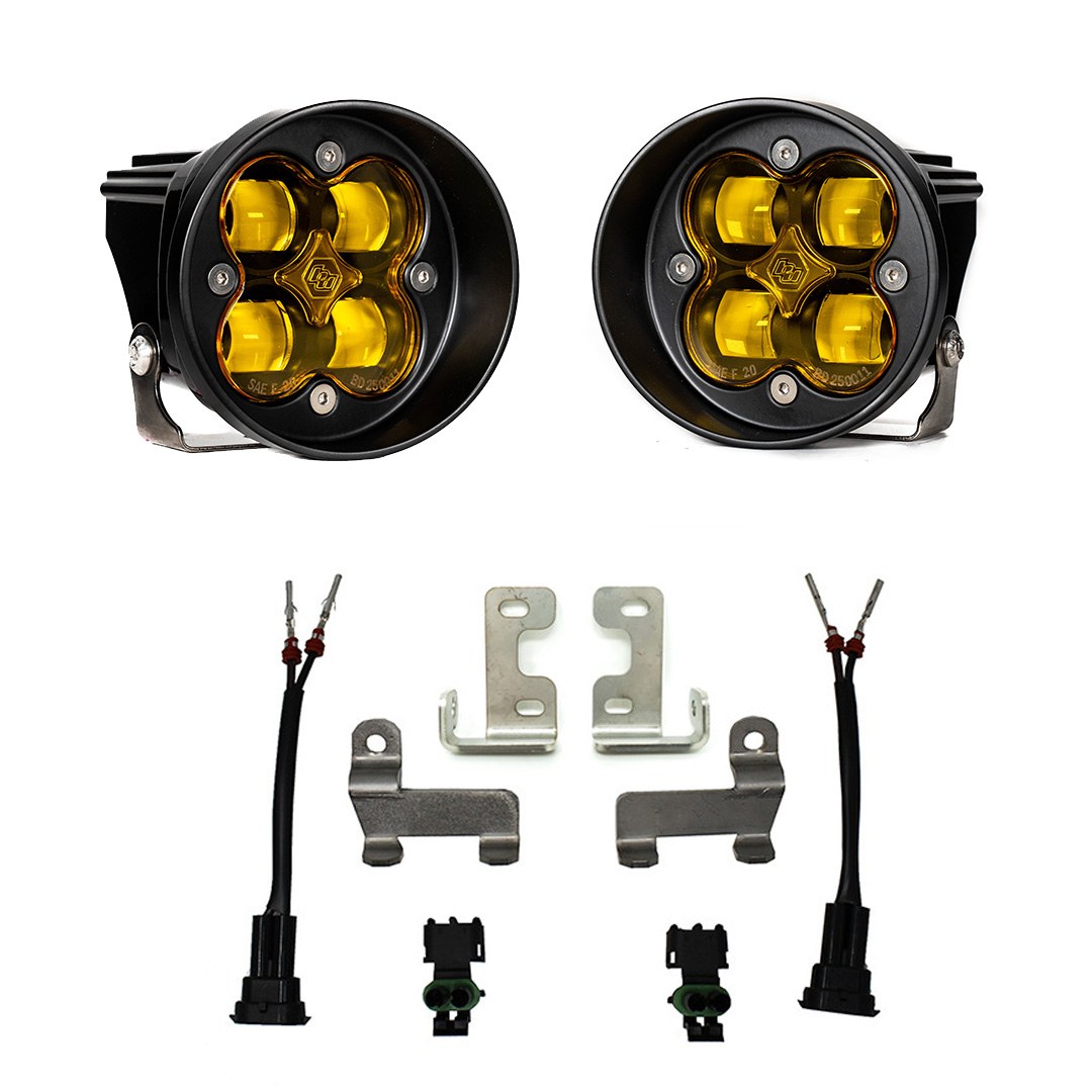 Baja Design Driving/ Fog Light, Squadron-R SAE, LED, Round, 29 Watt, Fog Beam, 2420 Lumens, Amber Lens, Black Housing, Set of 2 – 447642