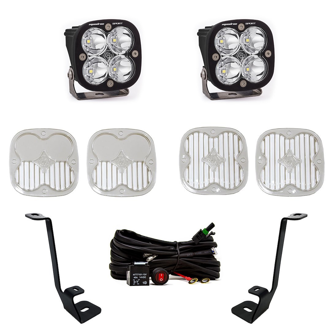 Baja Design Driving/ Fog Light, Squadron Sport, LED Bulb, 4 Cree LED, 3 Inch Square, 30 Watt Amp Draw 2.2 Amp, Spot Beam, 3162 Lumens – 447695