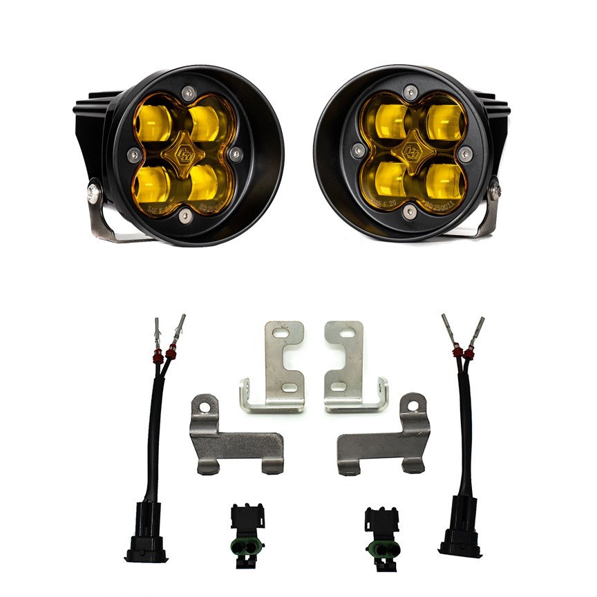 Baja Design Driving/ Fog Light, Squadron-R SAE, LED, Round, 29 Watt, Fog Beam, 2420 Lumens, Amber Lens, Black Housing, Set of 2 – 447704