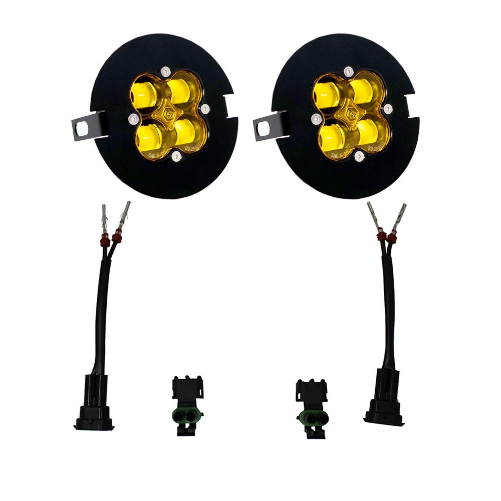 Baja Design Driving/ Fog Light, Squadron SAE, LED, Round, 29 Watt, Fog Beam, 2420 Lumens, Amber Lens, Black Housing, Set of 2 – 447705