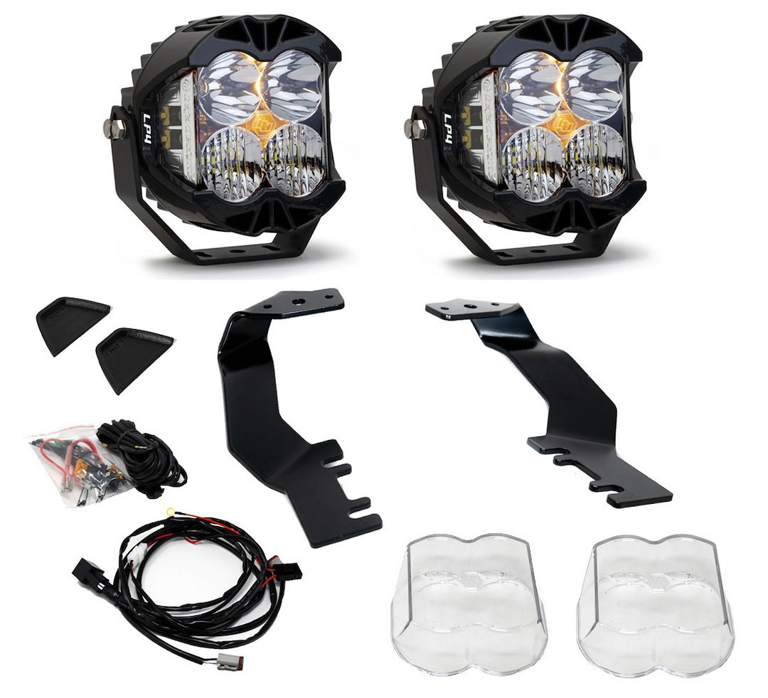 Baja Design Driving/ Fog Light, LP4 Pro, LED, Driving/ Combo Beam, Clear Lens, Black Housing, A-Pillar Mount, Set of 2 – 448075