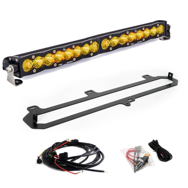 Baja Design Light Bar, S8, LED, 20 Inch Length, Driving/ Combo Beam, 12700 Lumens, Amber Lens, Black Housing, Grille Mount – 448124