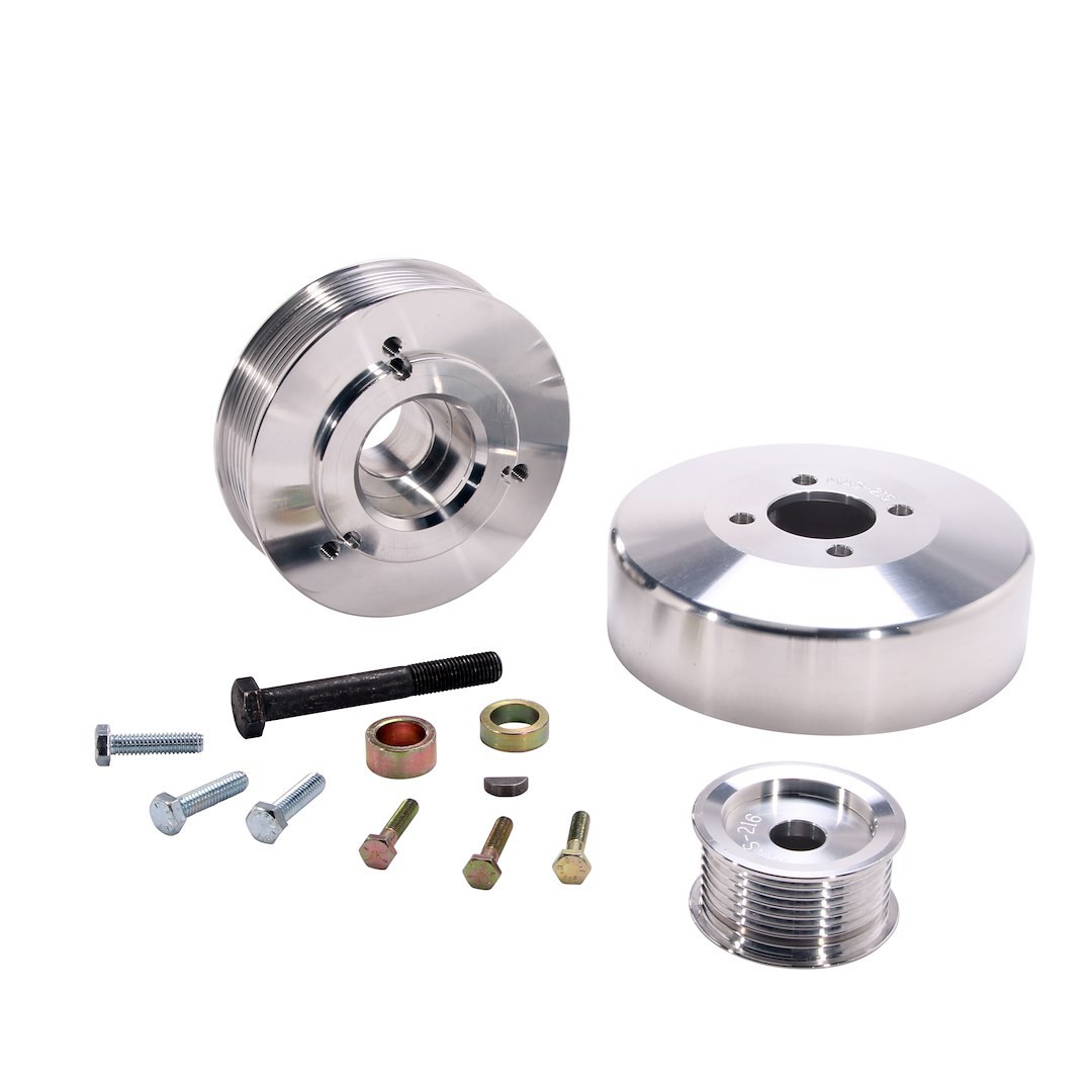 Bbk Perf Pulley Set, Power Plus Series, Underdrive, Serpentine Belt, Polished, Aluminum – 15550