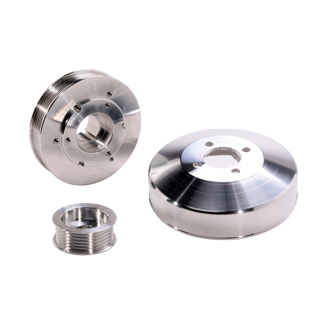 Bbk Perf Pulley Set, Power Plus Series, Underdrive, Serpentine Belt, Polished, Aluminum – 15550