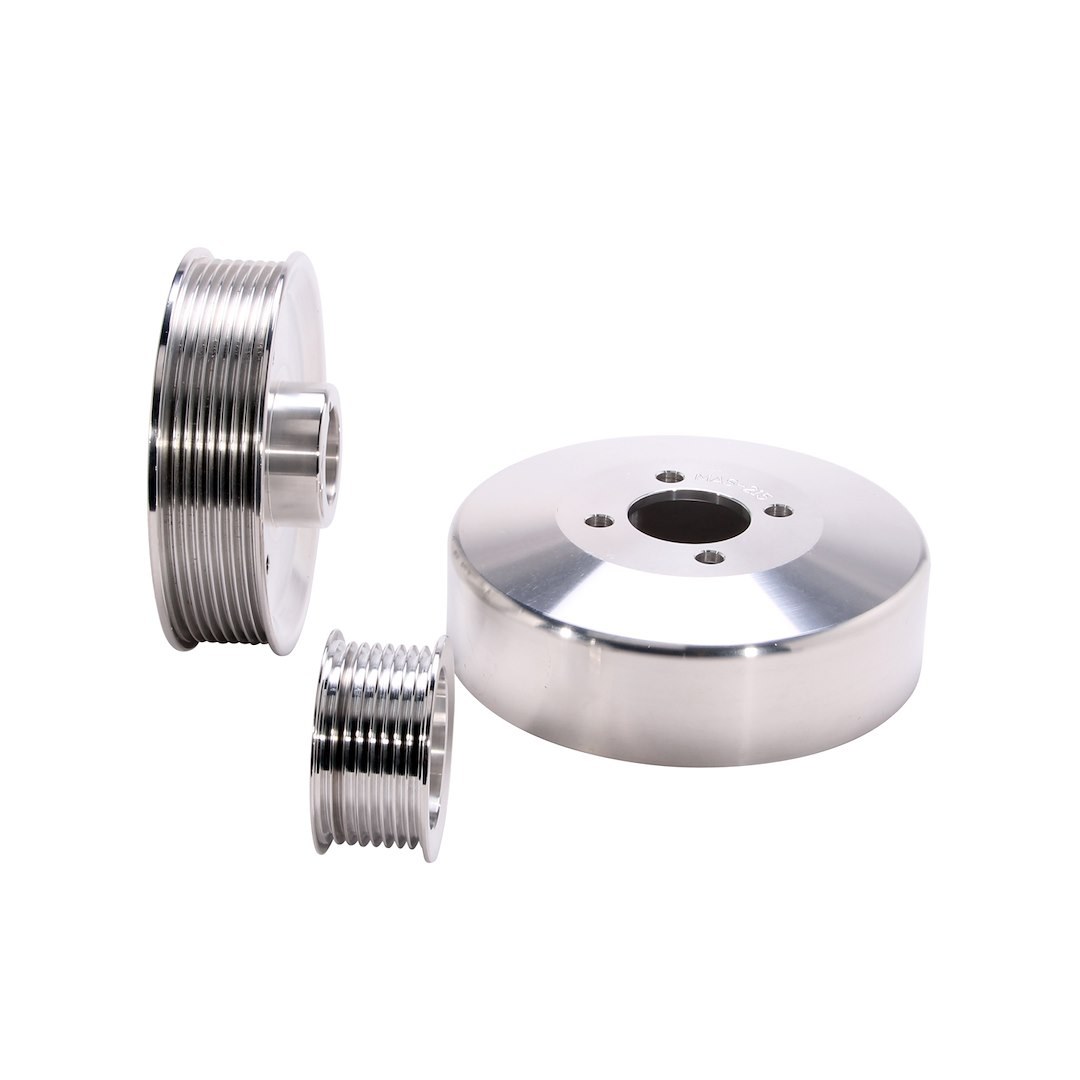 Bbk Perf Pulley Set, Power Plus Series, Underdrive, Serpentine Belt, Polished, Aluminum – 15550