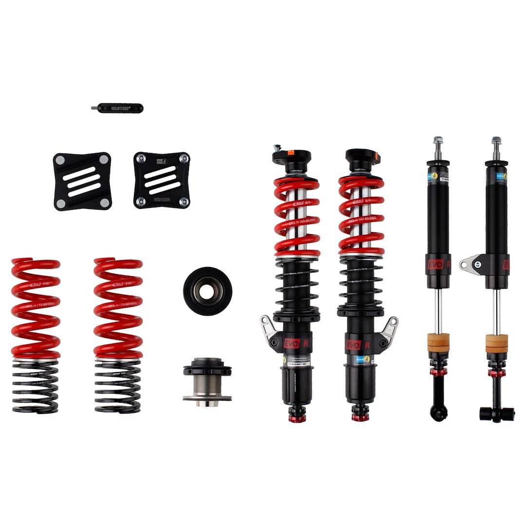 Bilstein Lowering Kit, Evo R, Lowers 30 to 70 Millimeters/ 20 to 60 Millimeters Rear, Gray Damper/ Red Spring, With Shocks – 89-312780