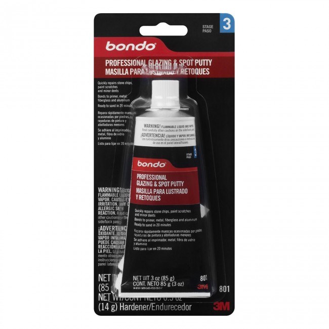 3M Glaze and Spot Putty, Use to Repair Paint Scratches/ Minor Dents and Stone Chip Damage, With Hardener, 3 Ounce Tube, Single – 801