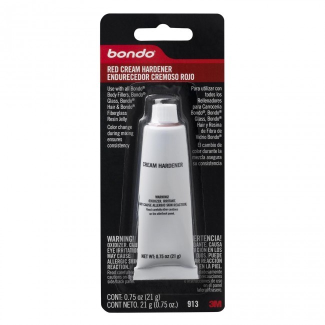 3M Body Filler Hardener, Use with Bondo ® Body Fillers, Bondo-Glass ® Bondo-Hair ® and Fiberglass Resin Jelly, 0.75 Ounce Tube, Single, Red – 913