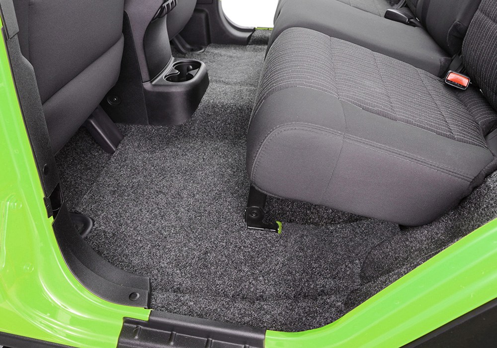 Bedrug Carpet, Direct-Fit, 5 Piece Foot Wells/ Cargo Floor/ Tub/ Tailgate Coverage, Dark Gray, Carpet-Like Polypropylene – BRJL18R2
