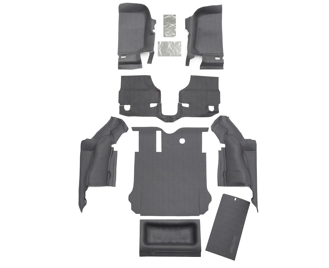 Bedrug Carpet, Bedtred Pro, Direct-Fit, Dark Gray, Thermoplastic Olefin Bonded to Closed Cell Foam, 8 Piece Complete Front and Rear Kit – CBTJK112