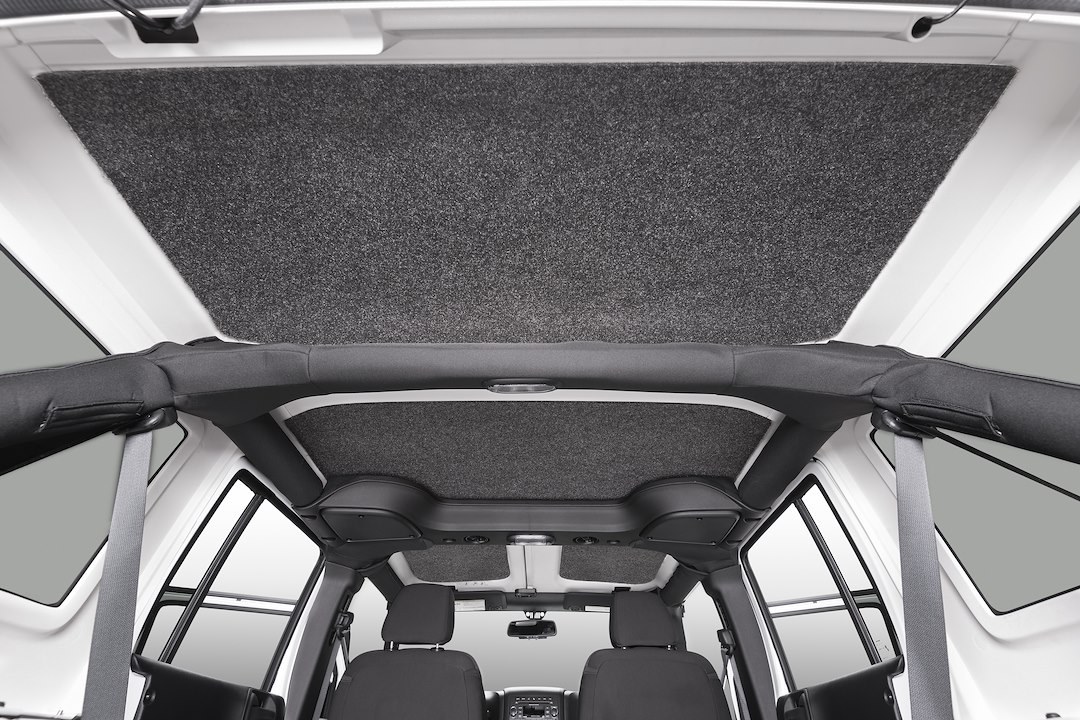 Bedrug Headliner, Dark Gray, Carpet-Like Polypropylene, With Rear Section/ Middle Section/ Freedom Panels – HLJK114DRK