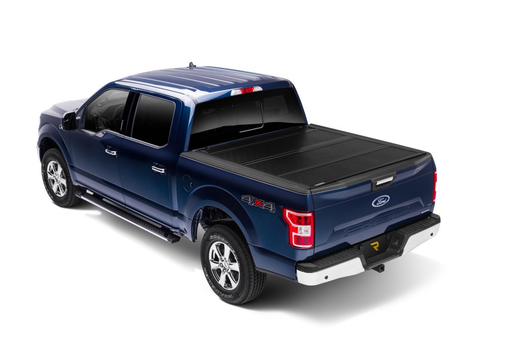 BAK Industries Tonneau Cover, Fibermax, Hard Folding, 2 Folds/ 3 Panels, Front Hinge Allows Entire Tonneau to Flip Up When Folded – 1126329