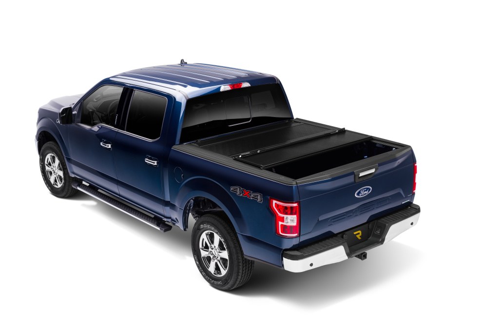BAK Industries Tonneau Cover, Fibermax, Hard Folding, 2 Folds/ 3 Panels, Front Hinge Allows Entire Tonneau to Flip Up When Folded – 1126329