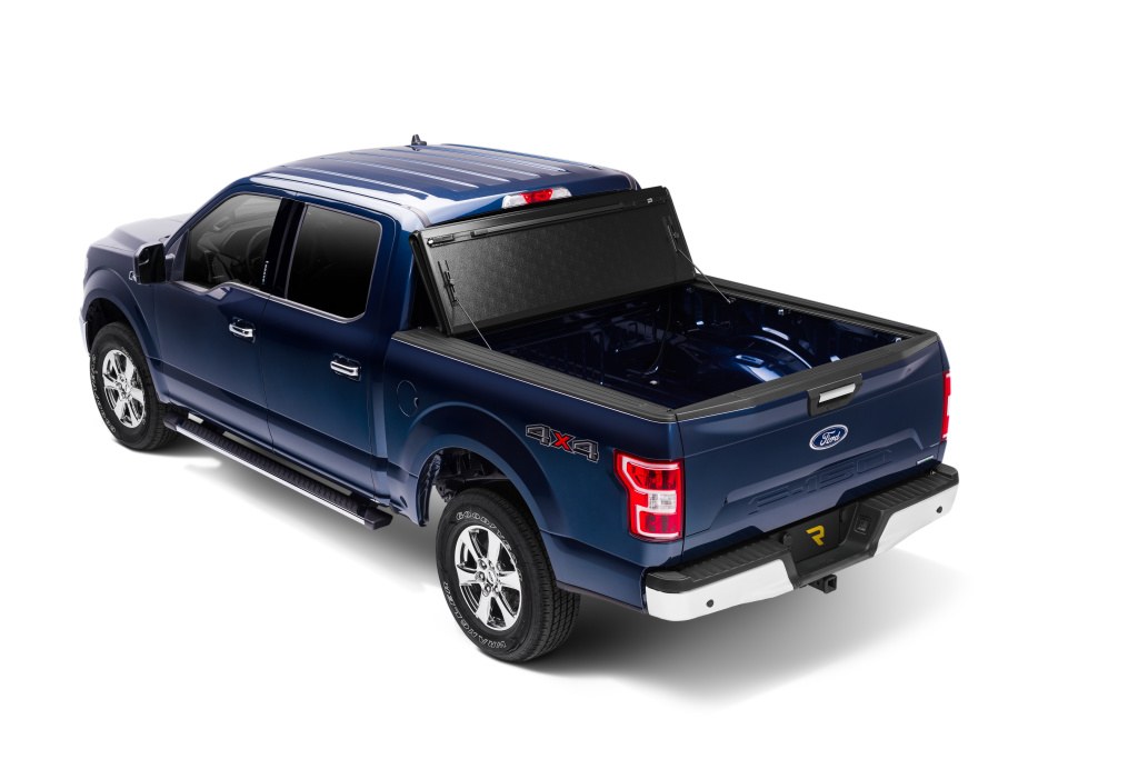 BAK Industries Tonneau Cover, Fibermax, Hard Folding, 2 Folds/ 3 Panels, Front Hinge Allows Entire Tonneau to Flip Up When Folded – 1126329