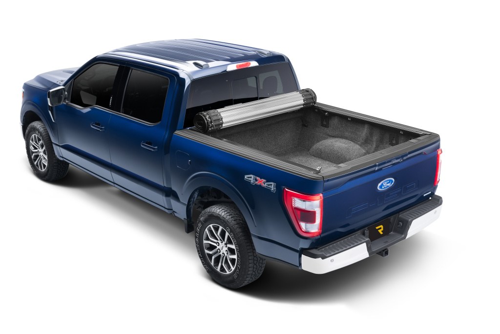 BAK Industries Tonneau Cover, Revolver X2, Hard Roll Up, Low Profile, Leather Grain Black, Vinyl Top with Aluminum Underside, Non-Lockable – 39342