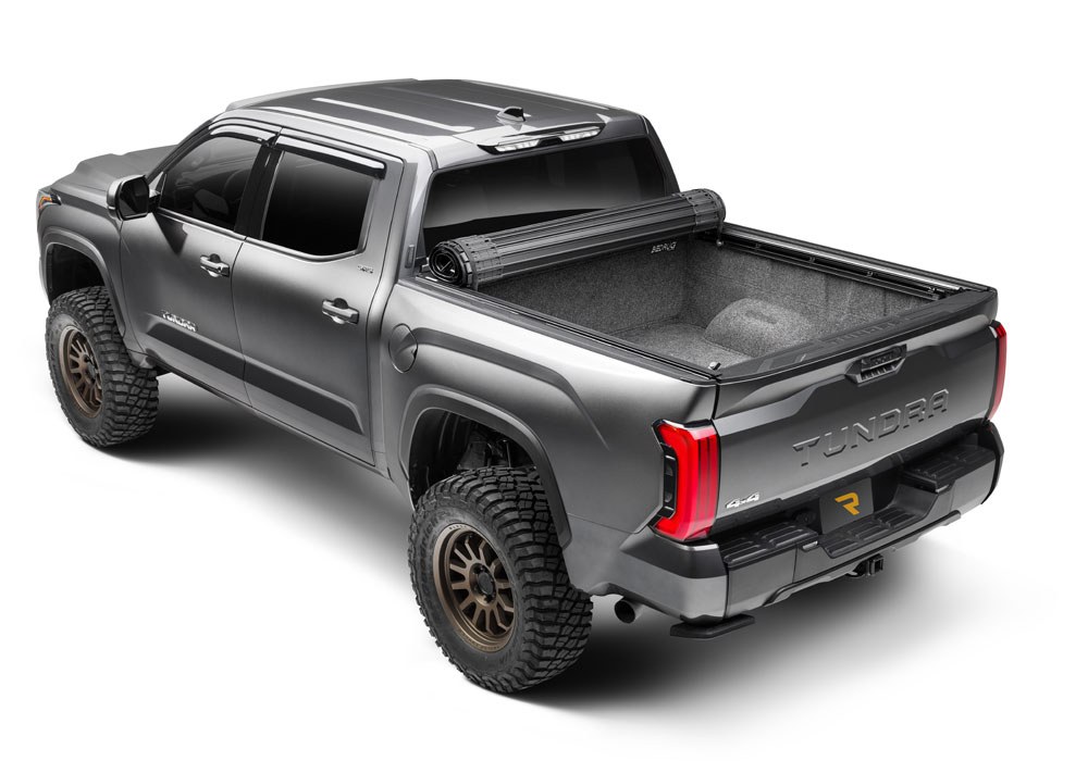 BAK Industries Tonneau Cover, Revolver X4TS, Hard Roll Up, Low Profile, Matte Black, Aluminum with Vinyl Top Cover, Non-Lockable – 80410RK