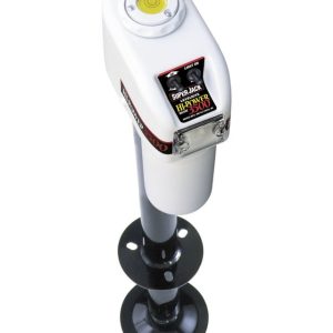 Barker Trailer Tongue Jack, Super Hi-Power, Electric a Frame Tongue Jack, 3500 Pound Lift Capacity, 18 Inch Travel, Powder Coated, White – 27452